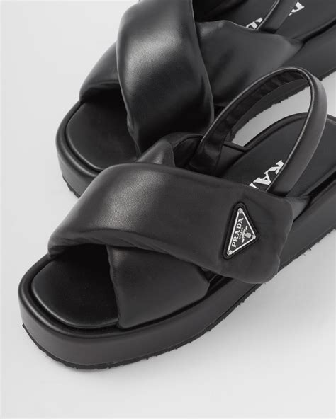 Prada Soft Padded Nappa Leather Wedge Sandals